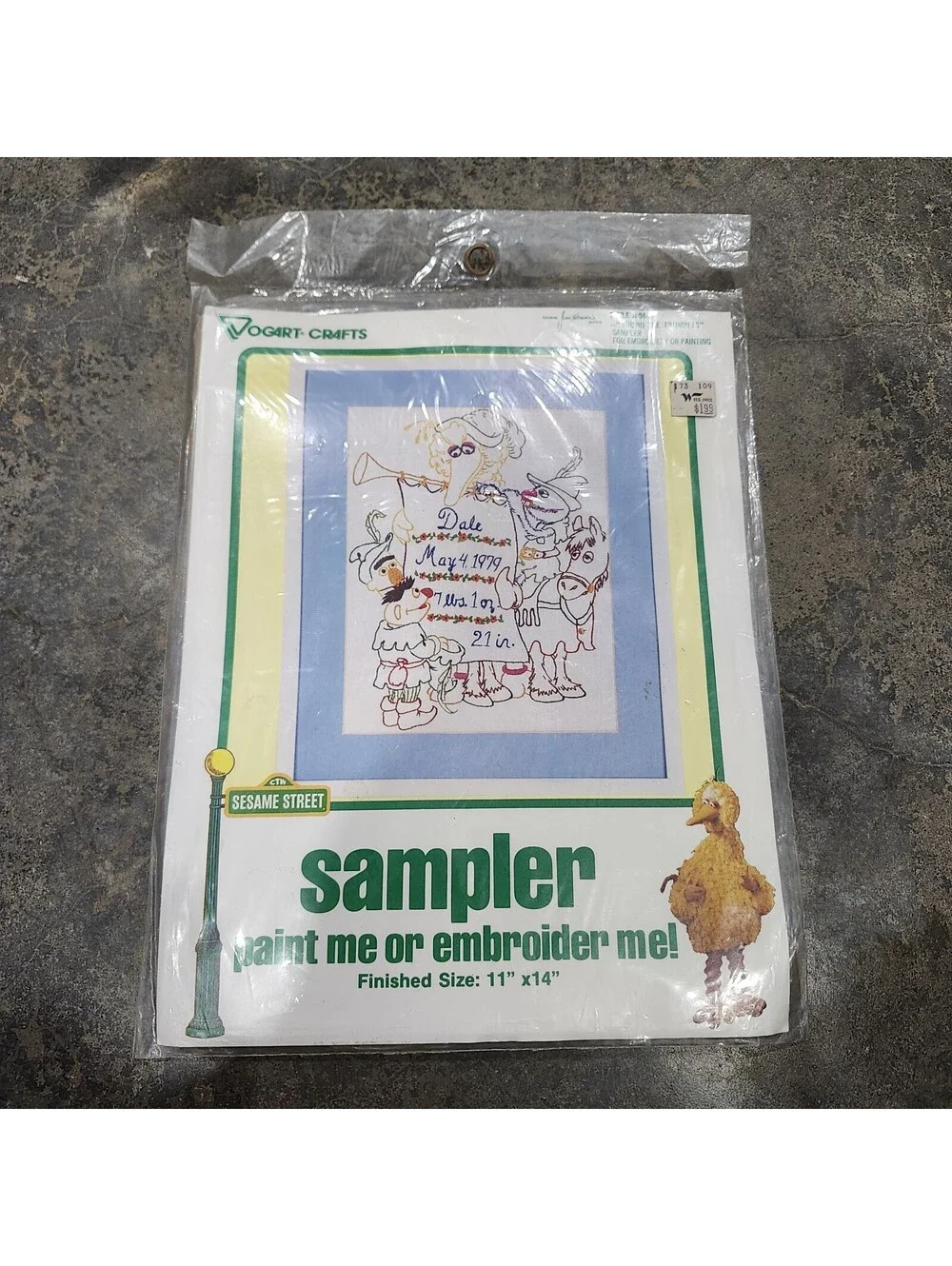 SESAME STREET Birth Announcement Vogart Crafts #9461 PAINT OR EMBROIDERY New